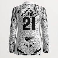 2026 Autumn Rugby Nations New Zealand Custom Blazer White Kowhaiwhai Maori Tribal Taniko Motif LT9 - Polynesian Pride