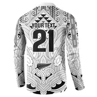 2026 Autumn Rugby Nations New Zealand Custom Button Sweatshirt White Kowhaiwhai Maori Tribal Taniko Motif LT9 - Polynesian Pride