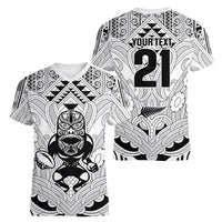 2026 Autumn Rugby Nations New Zealand Custom Women V-Neck T-Shirt White Kowhaiwhai Maori Tribal Taniko Motif LT9 - Polynesian Pride