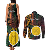 Personalised Shefa Day Couples Matching Tank Maxi Dress and Long Sleeve Button Shirt Happy June 18 Vanuatu Province LT14 - Polynesian Pride