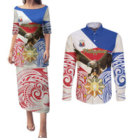 Philippines Independence Day Couples Matching Puletasi and Long Sleeve Button Shirt Pilipinas Eagle 126th Anniversary LT14 Blue - Polynesian Pride