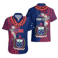 Personalised Samoa Hawaiian Shirt Ula Fala Mix Samoan Tribal Blue Version LT14 - Polynesian Pride