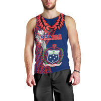 Personalised Samoa Men Tank Top Ula Fala Mix Samoan Tribal Blue Version LT14 - Polynesian Pride