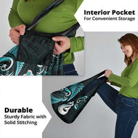 Turquoise New Zealand Grocery Bag Aotearoa Silver Fern With Manaia Maori