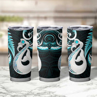 New Zealand Tumbler Cup Aotearoa Silver Fern With Manaia Maori Unique Turquoise LT14 - Polynesian Pride