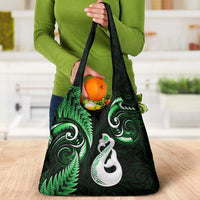 Green New Zealand Grocery Bag Aotearoa Silver Fern With Manaia Maori