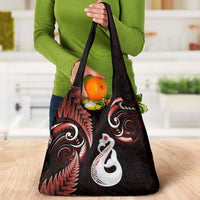Red New Zealand Grocery Bag Aotearoa Silver Fern With Manaia Maori