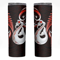 New Zealand Skinny Tumbler Aotearoa Silver Fern With Manaia Maori Unique Red