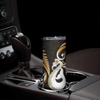 New Zealand Skinny Tumbler Aotearoa Silver Fern With Manaia Maori Unique Gold