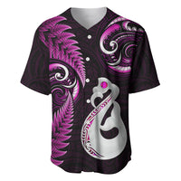 Personalised New Zealand Baseball Jersey Aotearoa Silver Fern With Manaia Maori Unique Pink LT14 - Polynesian Pride