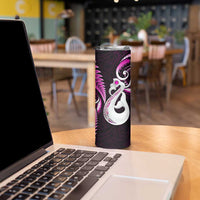 New Zealand Skinny Tumbler Aotearoa Silver Fern With Manaia Maori Unique Pink