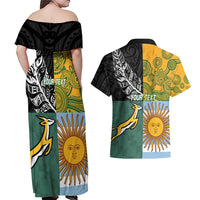 Personalised Rugby 2025 Championship Couples Matching Off Shoulder Maxi Dress and Hawaiian Shirt Combination of Southern Hemisphere Countries - Polynesian Pride