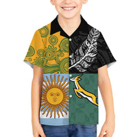Personalised Rugby 2025 Championship Family Matching Off The Shoulder Long Sleeve Dress and Hawaiian Shirt Combination of Southern Hemisphere Countries - Polynesian Pride