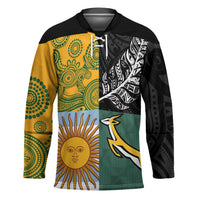 Personalised Rugby 2025 Championship Hockey Jersey Combination of Southern Hemisphere Countries LT14 Unisex Black - Polynesian Pride