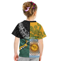 Personalised Rugby 2025 Championship Kid T Shirt Combination of Southern Hemisphere Countries - Polynesian Pride
