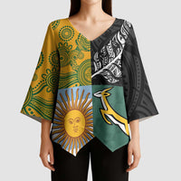 Personalised Rugby 2025 Championship Kimono Sleeve Blouse Combination of Southern Hemisphere Countries LT14 - Polynesian Pride