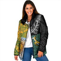 Personalised Rugby 2025 Championship Padded Jacket Combination of Southern Hemisphere Countries LT14 Women Black - Polynesian Pride
