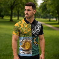 Personalised Rugby 2025 Championship Zipper Polo Shirt Combination of Southern Hemisphere Countries LT14 - Polynesian Pride