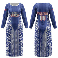 Custom Manu Samoa Rugby 2026 Couples Matching Long Sleeve Bodycon Dress and Long Sleeve Button Shirt Samoan Pattern