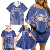 Custom Manu Samoa Rugby 2026 Family Matching Off Shoulder Short Dress and Hawaiian Shirt Samoan Pattern LT14 - Polynesian Pride