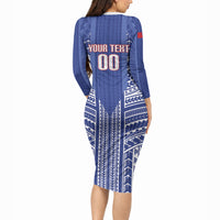 Custom Manu Samoa Rugby 2026 Long Sleeve Bodycon Dress Samoan Pattern