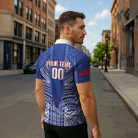 Custom Manu Samoa Rugby 2026 Zipper Polo Shirt Samoan Pattern LT14 - Polynesian Pride