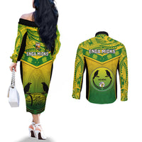 Papua New Guinea Rugby Couples Matching Off The Shoulder Long Sleeve Dress and Long Sleeve Button Shirts Enga Mioks PNG Polynesian Pattern LT14 - Polynesian Pride
