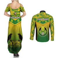 Papua New Guinea Rugby Couples Matching Summer Maxi Dress and Long Sleeve Button Shirts Enga Mioks PNG Polynesian Pattern LT14 - Polynesian Pride