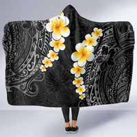 Black Tropical Plumeria With Galaxy Polynesian Art Hooded Blanket LT14 One Size Black - Polynesian Pride