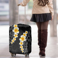 Black Tropical Plumeria With Galaxy Polynesian Art Luggage Cover LT14 - Polynesian Pride