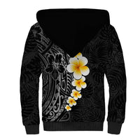 Black Tropical Plumeria With Galaxy Polynesian Art Sherpa Hoodie LT14 - Polynesian Pride