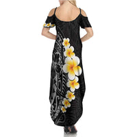 Black Tropical Plumeria With Galaxy Polynesian Art Summer Maxi Dress LT14 - Polynesian Pride