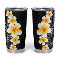 Black Tropical Plumeria With Galaxy Polynesian Art Tumbler Cup LT14 Black - Polynesian Pride