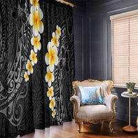 Black Tropical Plumeria With Galaxy Polynesian Art Window Curtain LT14 - Polynesian Pride