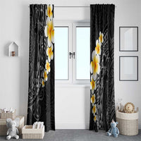 Black Tropical Plumeria With Galaxy Polynesian Art Window Curtain LT14 - Polynesian Pride