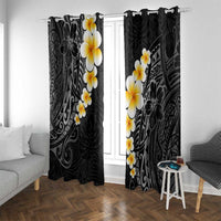 Black Tropical Plumeria With Galaxy Polynesian Art Window Curtain LT14 With Grommets Black - Polynesian Pride