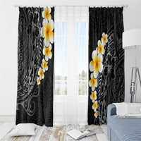 Black Tropical Plumeria With Galaxy Polynesian Art Window Curtain LT14 - Polynesian Pride