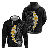 Black Tropical Plumeria With Galaxy Polynesian Art Zip Hoodie