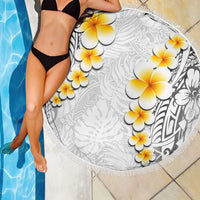 White Tropical Plumeria With Galaxy Polynesian Art Beach Blanket LT14 - Polynesian Pride