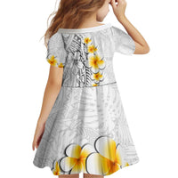 White Tropical Plumeria With Galaxy Polynesian Art Family Matching Off Shoulder Short Dress and Hawaiian Shirt