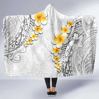 White Tropical Plumeria With Galaxy Polynesian Art Hooded Blanket LT14 One Size White - Polynesian Pride
