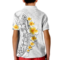 White Tropical Plumeria With Galaxy Polynesian Art Kid Polo Shirt