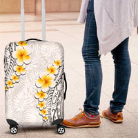 White Tropical Plumeria With Galaxy Polynesian Art Luggage Cover LT14 White - Polynesian Pride