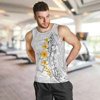 White Tropical Plumeria With Galaxy Polynesian Art Men Tank Top LT14 White - Polynesian Pride