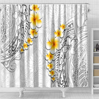 White Tropical Plumeria With Galaxy Polynesian Art Shower Curtain