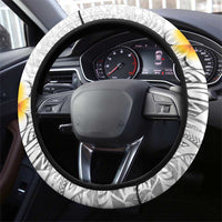 White Tropical Plumeria With Galaxy Polynesian Art Steering Wheel Cover LT14 - Polynesian Pride