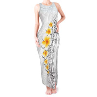 White Tropical Plumeria With Galaxy Polynesian Art Tank Maxi Dress LT14 Women White - Polynesian Pride