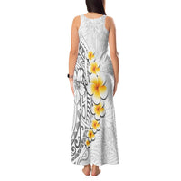 White Tropical Plumeria With Galaxy Polynesian Art Tank Maxi Dress LT14 - Polynesian Pride