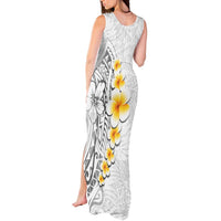 White Tropical Plumeria With Galaxy Polynesian Art Tank Maxi Dress LT14 - Polynesian Pride