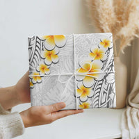 White Polynesia Wrapping Paper Plumeria Tropical Leaves With Galaxy Polynesian Art LT14 - Polynesian Pride